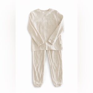 Petit Lem Ribbed Cream Kids Pajama Set